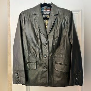 Women's Terry Lewis Olive Green leather blazer size XS
